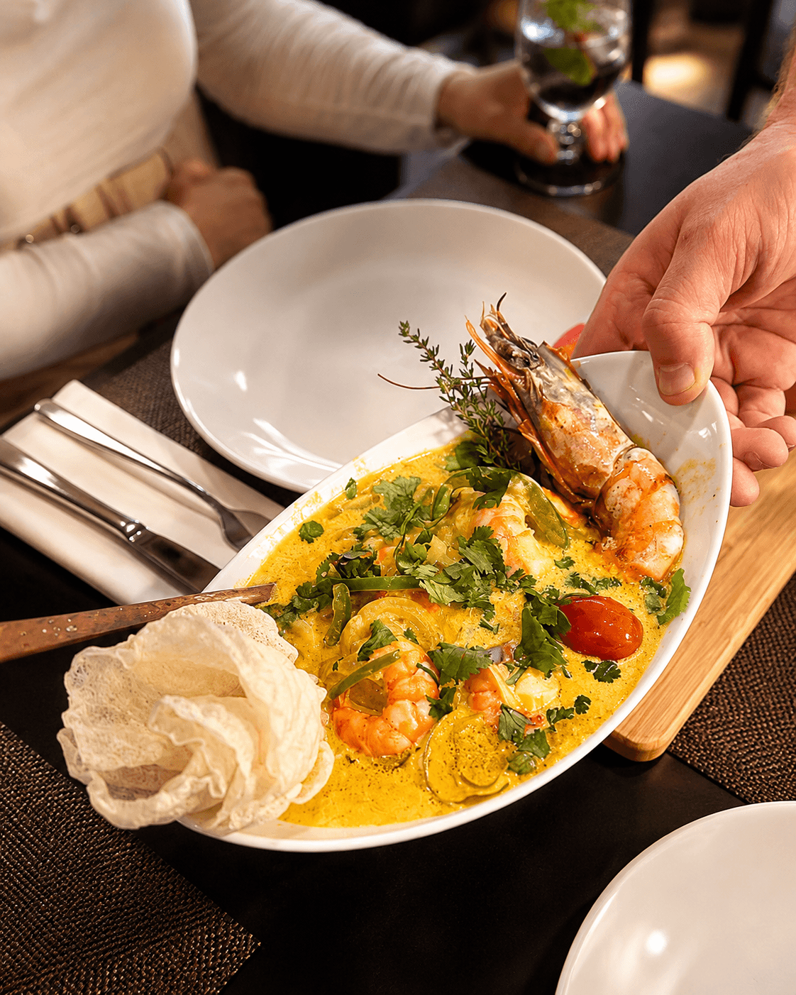 Moqueca de camarão da Araucária Petiscaria, restaurante no Montijo